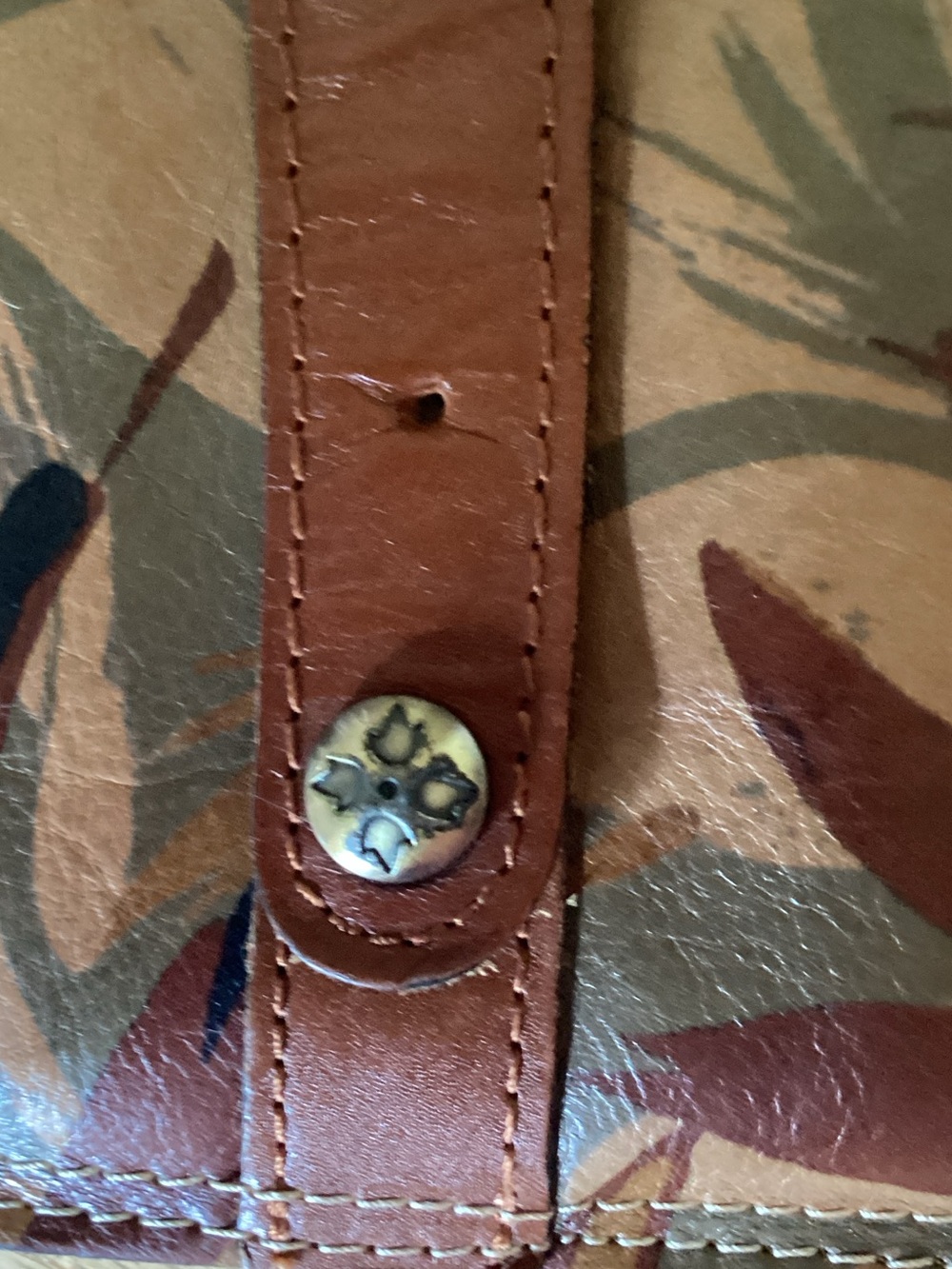 Patricia Nash Brown Floral Crossbody Bag with Burgundy Accents - Picture 12 of 13
